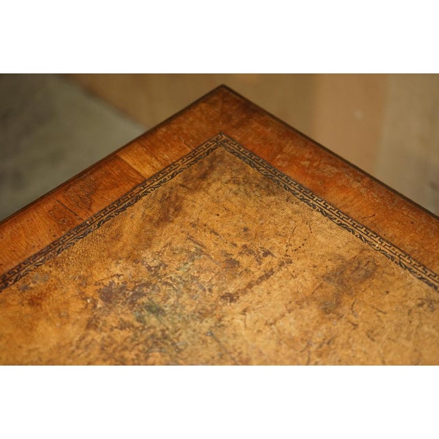 Victorian Partner Desk in Burr Walnut with Cushion Drawer & Brown Leather Top, 1900s For Sale - Image 11 of 18