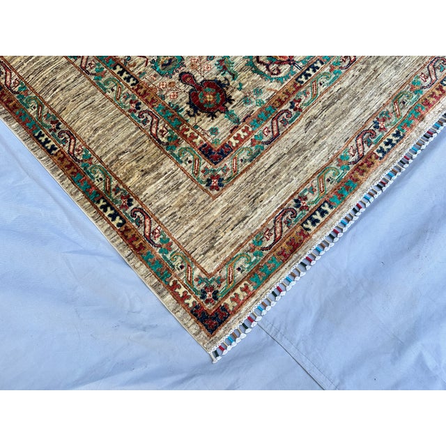 Ivory Persian Bakshaish Hand-Knotted Wool Rug - 8'1" X 11'3" For Sale - Image 11 of 13