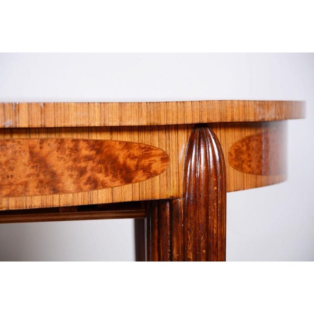 Brown Art Deco Mahogany and Walnut Dining Table and Chairs attributed to Paul Follot, France, 1920s, Set of 7 For Sale - Image 8 of 18