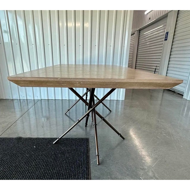 Gabby "Davenport" Cerused Mindi Wood Dining Table on Iron Faux Bamboo Base For Sale In Mobile - Image 6 of 7