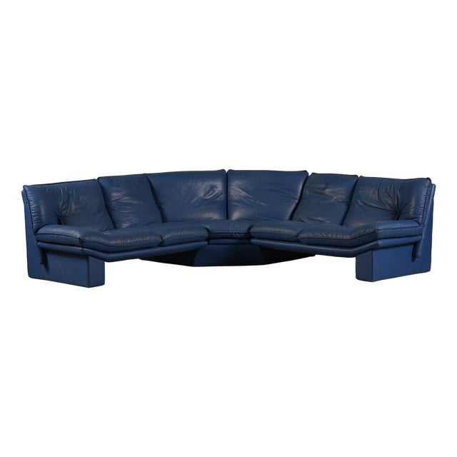 Post-Modern Leather Sofa by Nicoletti Salotti, Italy, 1980s For Sale