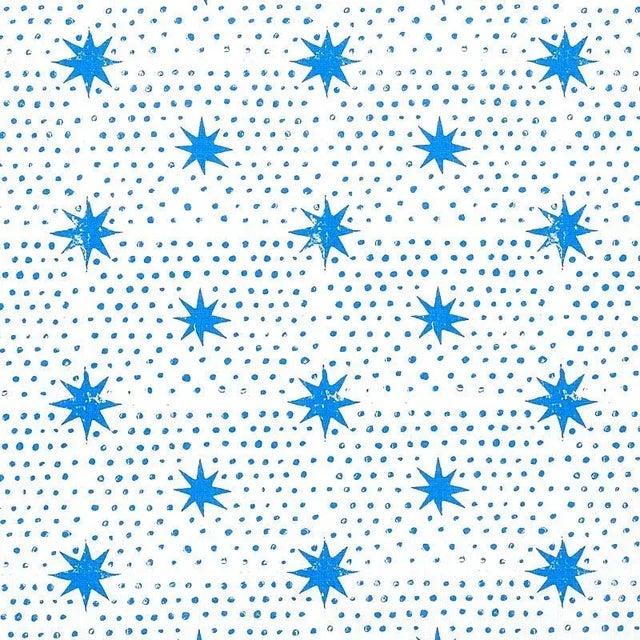 Sample - Schumacher X Molly Mahon Spot & Star Fabric in Blue For Sale