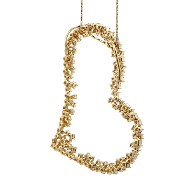 Metal 14k Yellow Gold 2.30 Carats Natural Diamond Heart Necklace For Sale - Image 7 of 13