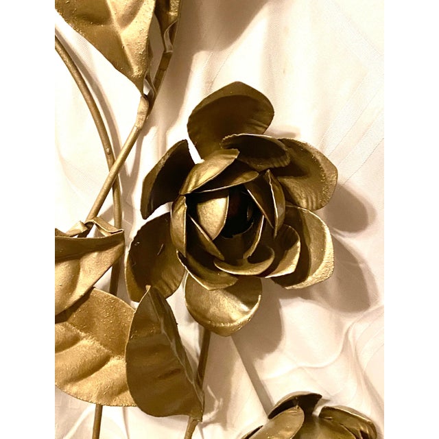 Mid-Century Modern 1960s Large Gold Metal Floral Wall Sculpture For Sale - Image 4 of 8