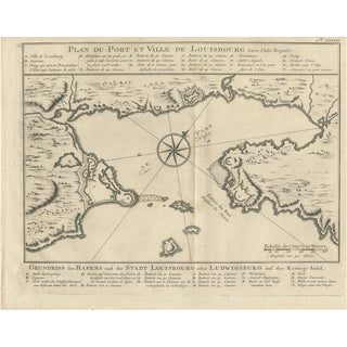 Plan of Louisbourg Harbor and Fortress, Cape Breton Island, 1756 For Sale