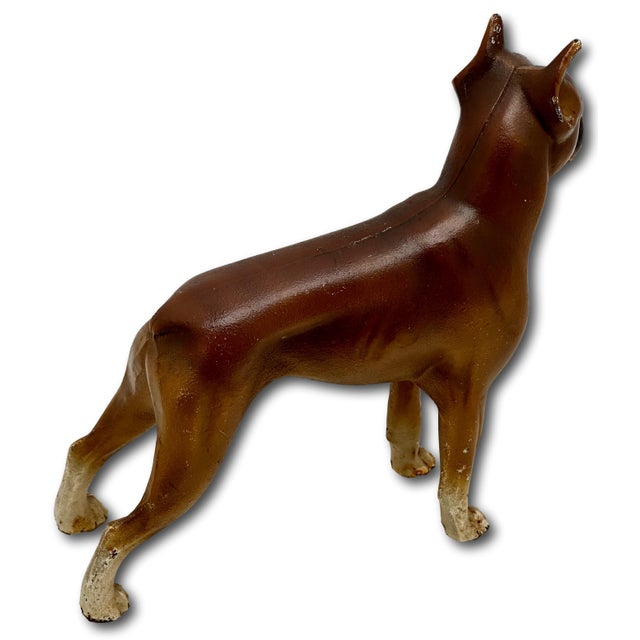 Very Rare & Hard 2 Find Vintage 1930s Hubley Mfg. Co. Cast Iron Standing Boxer Dog Doorstop in Excellent Condition For Sale - Image 12 of 18