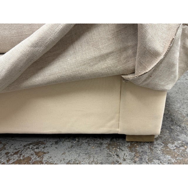 Restoration Hardware Slipcover Belgian Linen Shelter Armchair + Ottoman For Sale - Image 10 of 12