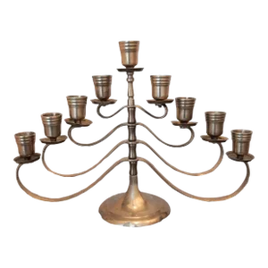 Brass Candelabra Menorah 9 Swing Arm Candleholder