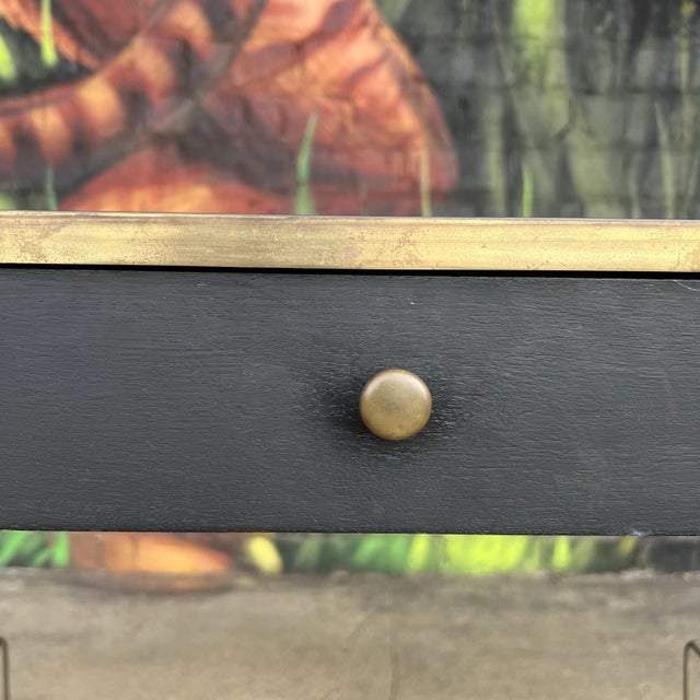 Glass Mid Century Modern Brass and Glass Bar Cart Possible Harvey Probber For Sale - Image 7 of 12