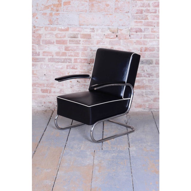 Bauhaus Armchairs in Leather & Chrome from Mücke Melder, Czech, 1930s, Set of 2 For Sale - Image 9 of 13