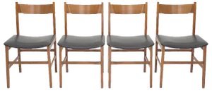 Vintage Wooden Chairs with Padded Seat, 1950s, Set of 4