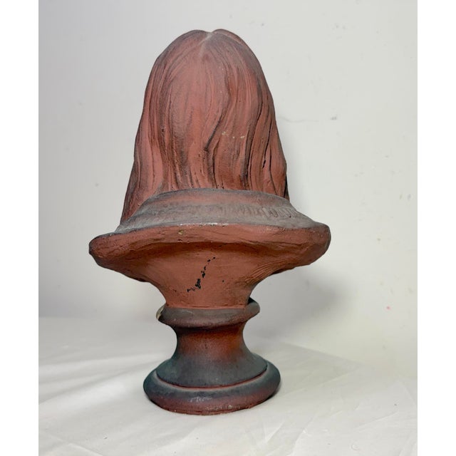 Ceramic Antique Handmade Native American Indian Terracotta Pottery Bust Sculpture Statue For Sale - Image 7 of 12