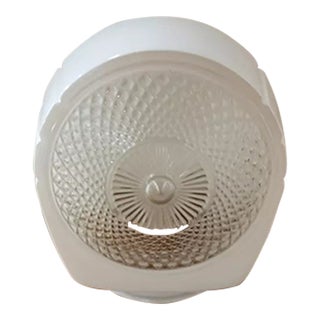 1930s Art Deco White/Clear Glass Side Mount Shade For Sale