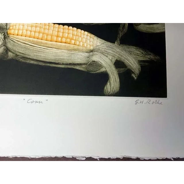 Impressionist 1980s GH Rothe "Corn" Signed Original Color Mezzotint Etching Art For Sale - Image 3 of 6