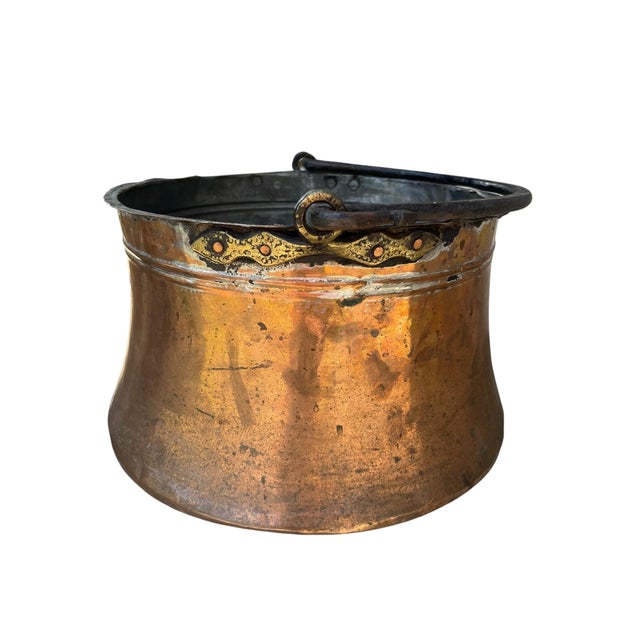 19th Century French Copper & Brass Kettle or Chimney Pot For Sale - Image 4 of 9