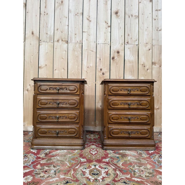 19th Century Neo-Renaissance Bedside Tables in Carved Oak, 1970s, Set of 2 For Sale - Image 11 of 11