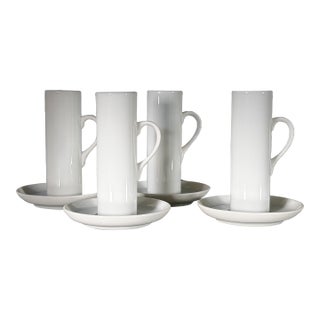 LaGardo Tackett for Schmid Porcelain Demitasse Espresso Cups and Saucers, 1960s - Set of 4 For Sale