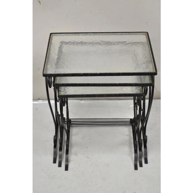 Mid 20th Century Vintage Salterini Wrought Iron Maple Leaf Garden Nesting Side Tables - Set of 3 For Sale - Image 5 of 11