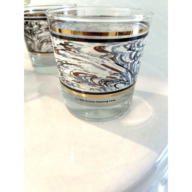 Mid-Century Modern 1980s Anchor Hocking Swirl Lowball Glasses, Set of 4 For Sale - Image 3 of 3