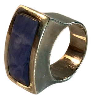 1990s Peruvian Sodalite Sterling Silver Cocktail Ring, Size 7.25