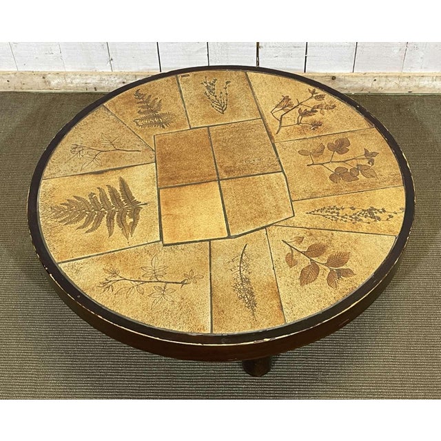 Beechwood Coffee Table with Ceramic Top from Raymonde Leduc Vallauris, 1960s For Sale - Image 3 of 9