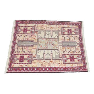 Handmade Kilim Soumak Shahsavan Rug in Wool and Silk, 1960 For Sale