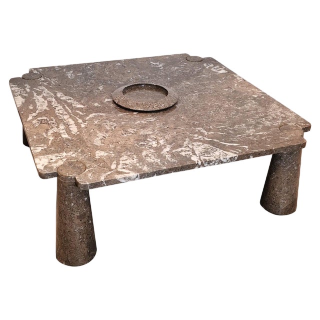 Square Grey Marble Coffee Table and Scale form Angelo Mangiarotti, 1975, Set of 2 For Sale