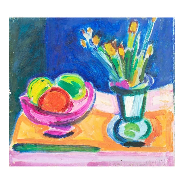 Howard Trafton Still Life of Fruit & Flowers Oil For Sale
