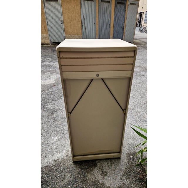 White Iron Storage Cabinet with Shutter, 1950s For Sale - Image 11 of 14
