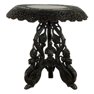 Antique Anglo Indian Carved Rosewood Table For Sale