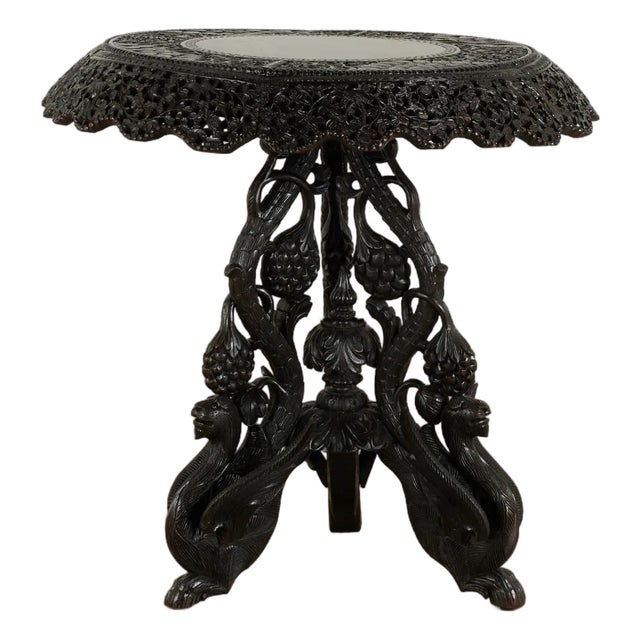 Antique Anglo Indian Carved Rosewood Table For Sale