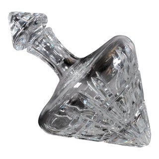 1960s Lay Down Cut Crystal Decanter With Matching Stopper For Sale