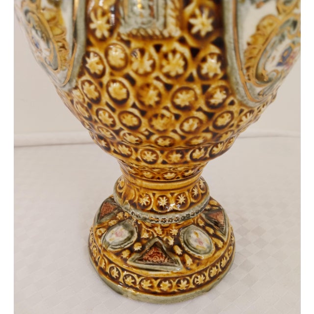 Gold Large Italian Ornate Majolica Jug, 1960s For Sale - Image 8 of 11