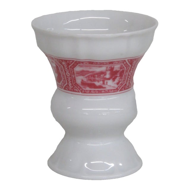 Late 20th Century Heinrich Germany Rüdesheimer Kaffee Porcelain Goblet Vase Mug Castle Motif For Sale
