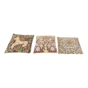 1990s Indian Embroidered Pillow Covers With Inserts- Set of 3