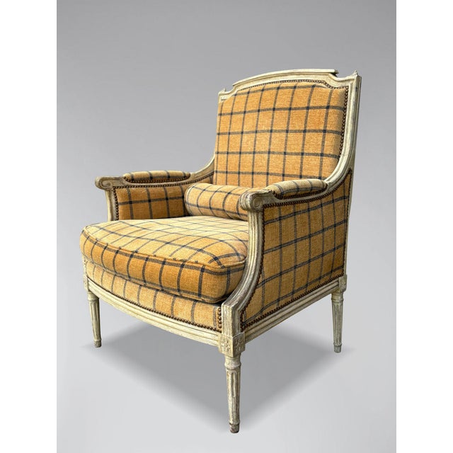 Late 19th Century 19th Century Louis XVI Painted Bergere Armchair, 1880s For Sale - Image 5 of 7