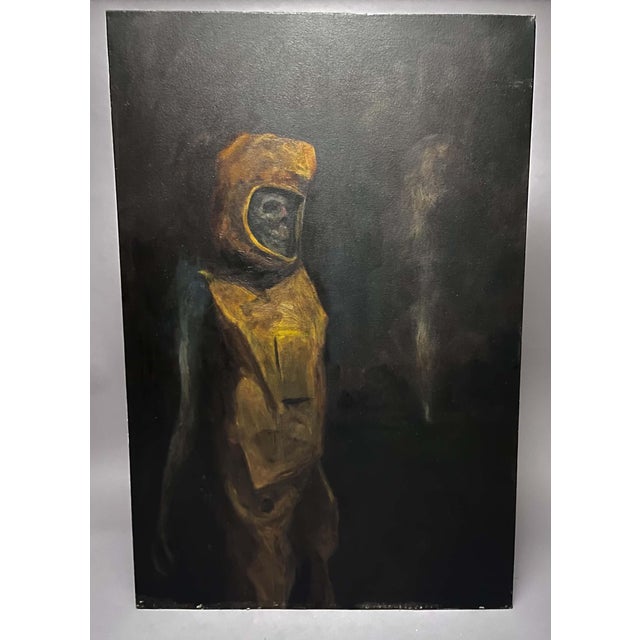 Walt Morton “Zombie Painting” 1995 Oil Study, Surreal, Dead Astronaut, 24x36 For Sale In Jacksonville, FL - Image 6 of 15