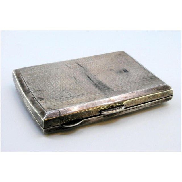 Guilloche Silver Cigarette Case with Monogram Card For Sale - Image 4 of 8
