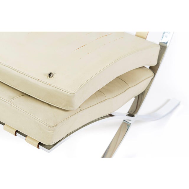 Mid Century Cream Barcelona Chairs by Mies Van Der Rohe for Knoll, 1980s For Sale - Image 15 of 18