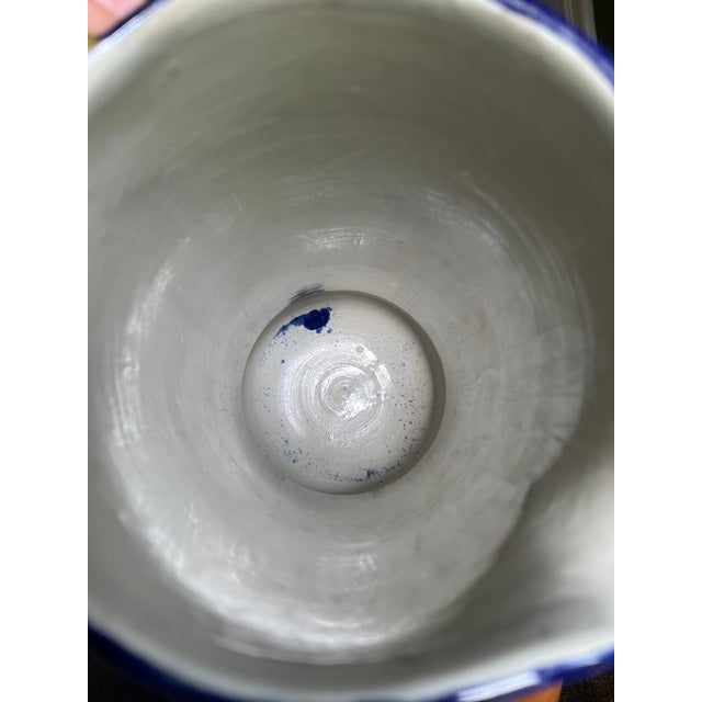 Blue Enameled Jug from Sarreguemines, France, 1900s For Sale - Image 8 of 10