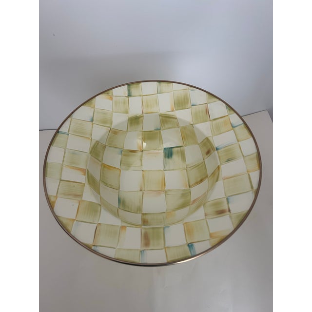 Mackenzie Childs Mackenzie-Childs Parchment Check Enamel Pedestal For Sale - Image 4 of 5