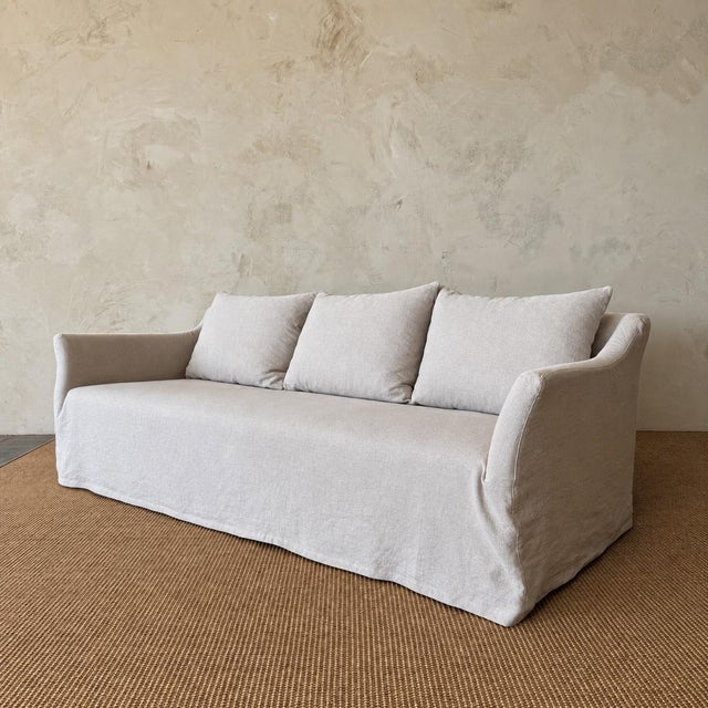 Traditional Shelly Sofa Slip Covered For Sale - Image 3 of 8