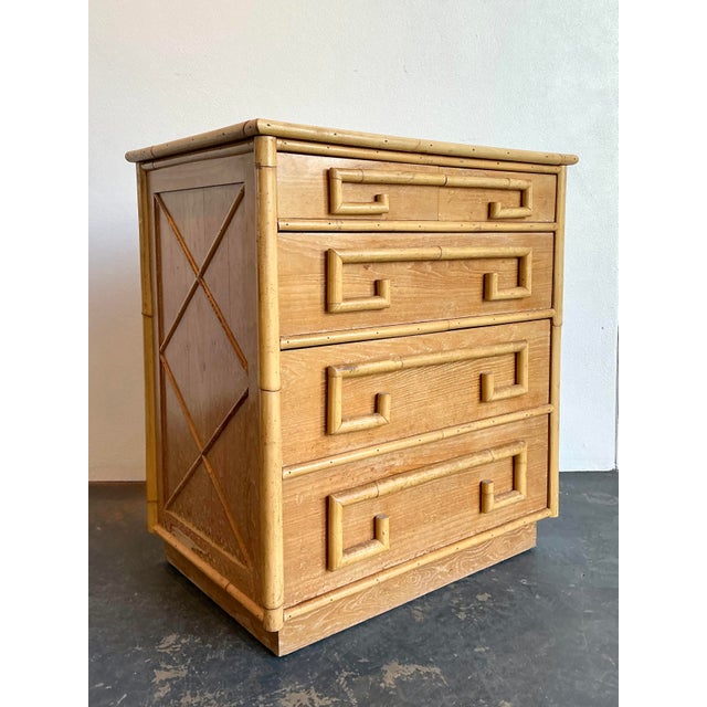 Vintage Whitecraft Oak and Bamboo Chest of Drawers For Sale - Image 4 of 12