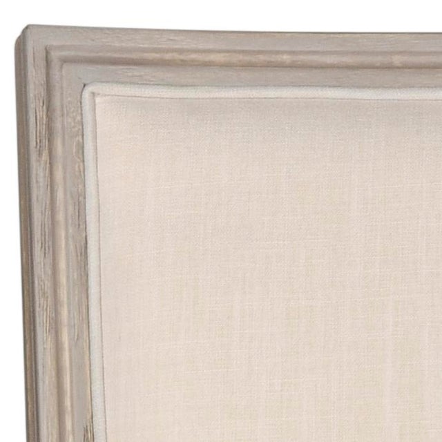 Wood French Brasserie 19" H Linen Side Chair in Light Beige & Rustic Grey - a Pair For Sale - Image 7 of 7
