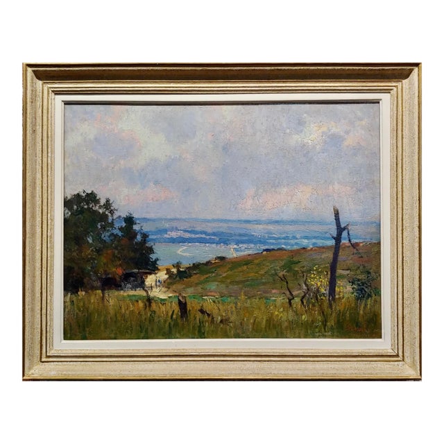 Narcise Guilbert -1917 French Country Side Landscape in Verdun-Oil Painting For Sale