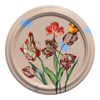 A Duck Flying Above the Clouds - Floral Surrealist Art on Canvas Original Artwork by Carlos Gamez De Francisco For Sale