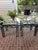 Stunning pair of French 1920’s deco style outdoor black metal occasional tables.