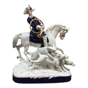 Royal Dux Porcelain Fox Hunting Horse Rider With Hounds