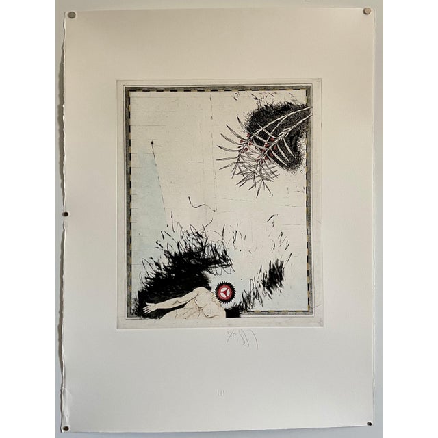 1980s Donald Saff, Large Donald Saff Surrealist Pop Art Aquatint Etching Action Figure Gearhead, 1980 For Sale - Image 5 of 5