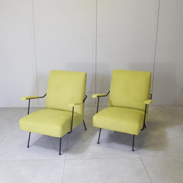 1950s Slipper Chairs in Tubular Metal by Mario Franchioni for Framar, 1950s, Set of 2 For Sale - Image 5 of 13